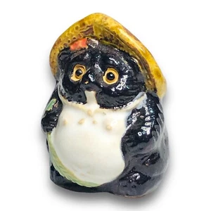 Japanese Tanuki Pottery Raccoon Netsuke Miniature DollHouse Figurine Lucky T44 - Picture 1 of 6