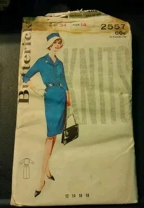Vintage Butterick Sewing Pattern 2557 Size 14 *UC FF ***Eased Knit Dress - Picture 1 of 5