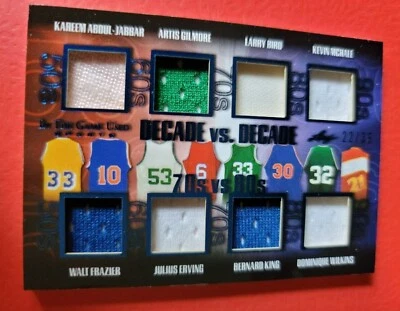 LARRY BIRD KEVIN MCHALE KAREEM JABBAR DR J WALT FRAZIER KING 8 JERSEY CARD 22/35 - Image 1 of 3