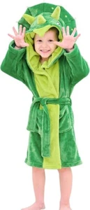 LOLANTA Boys' Hooded Flannel Bathrobes Kids Soft Sleepwear Dinosaur - Picture 1 of 4