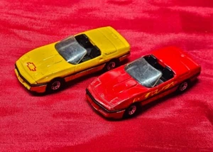 VINTAGE Matchbox 1987 Chevy Corvette Convertible C4 Red & Yellow 1:56 - Lot of 2 - Picture 1 of 4