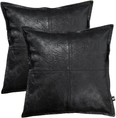 Черные хрустящие кожаные наволочки из овечьей кожи для гостиной и спальни - Изображение 1 из 4