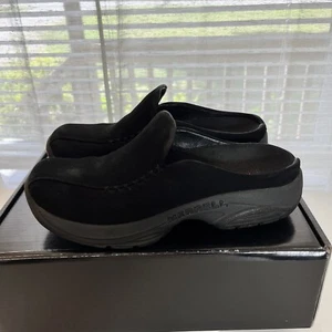 Merrell Women's Size 7 Primo Seam Mules Black Nubuck Leather Slip On Shoes - Picture 1 of 9
