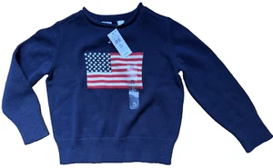 GAP Kids NWT Boys/Girls Kids  4 - 5 Youth XS Knit American Flag Sweater Bin-N - Picture 1 of 5