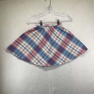 Fox Hollow Vintage School Girls Skirt Plaid Blue Purple Gore Elastic Waist 6X - Picture 1 of 7