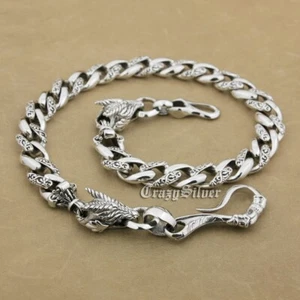 Fish Hook 925 Sterling Silver Dragon KeyChain Punk DIY Wallet Chain 8F002WC2A - Picture 1 of 22