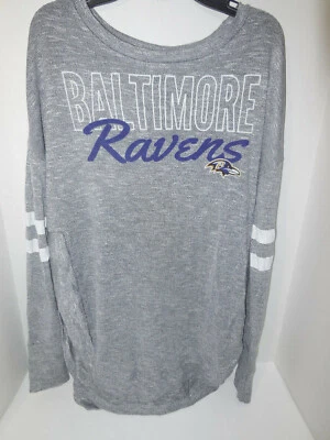 Ladies Baltimore Ravens Heathered Gray Layover Marled Knit Tri-Blend Sweater Med - Image 1 of 2