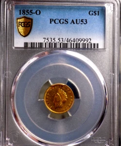 1855 o Gold Dollar princess  PCGS au 53+++ cam under grade ddr error coin RARE - Picture 1 of 5