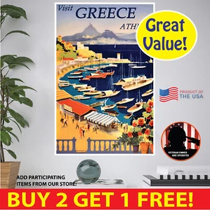 Athens Greece Retro POSTER/MULTI. FORMATS/PAPER/CANVAS/VINYL/POSTCARD/STICKER - Picture 1 of 19