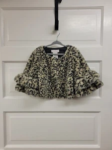 Bonnie Jean Girl's Leopard Print Faux Fur Shrug Sweater Size 5 - Picture 1 of 4