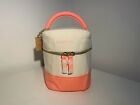 Clarins Bucket-Style makeup bag Salmon Pink & Cream with Carry Handle