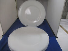 Set Of 4 Vintage Westmoreland Milk Glass Dinner Plates  Beaded Edge 10 1/4"