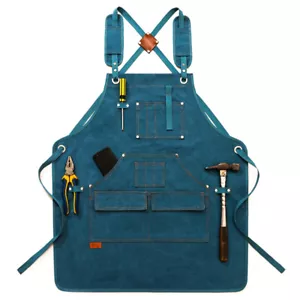 Denim Canvas Work Apron Multi Pocket Chef Painter Baker Barber Uniform Shop Home - Bild 1 von 15