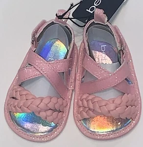 BEBE Baby Infant Girls Braided Sandals, Shoes,  Size 2 (3M - 6M) Pink NEW - Picture 1 of 7
