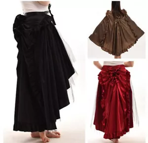 2 in 1 Vintage Bustle Skirt Cape Women Punk Gothic Cape Victorian Long Ruffle - Picture 1 of 18