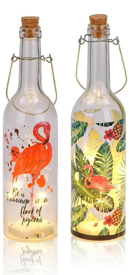 BRUBAKER Bottiglia luminosa 5 luci LED impronta 'Flamingo' 28 cm da appendere - Immagine 1 di 1