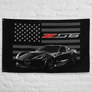 2017 Corvette C7 Z06 Garage Büro Mann Höhle Banner Flagge 34,5" x 56" - Bild 1 von 6