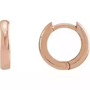 Pendientes de aro Huggie con bisagras de 12 mm en oro rosa de 14K - Imagen 1 de 3