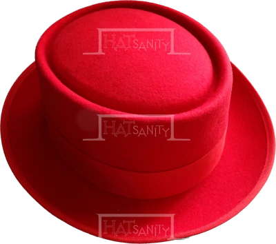 Chapéu masculino clássico de lã feltro torta de porco aba giratória Fedora feminino | Vermelho | M G GG - Imagem 1 de 4