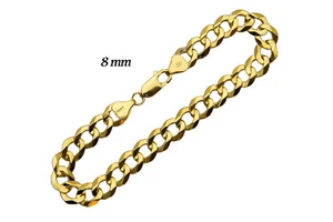 14k Solid Yellow Gold Cuban Link Bracelet 8mm Men's Women Size 8 inch - Picture 1 of 1