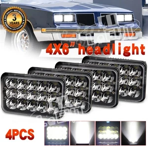 Faros LED negros de 4x6 pulgadas de haz alto/bajo de 4 piezas para Oldsmobile Cutlass 1980-1988 - Imagen 1 de 15