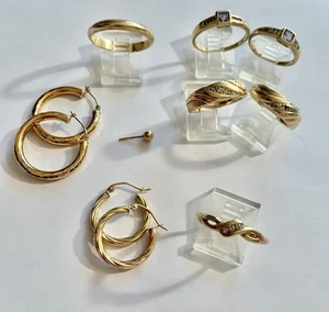 14K Gold Not Scrap Jewelry Lot Rings Earrings, All 14K, 22.0 Grams - Picture 1 of 7