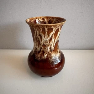 Vintage Pottery Small Vase - Brown Lava Glaze Honeycomb 70’s 80’s Style Home - Picture 1 of 9