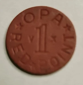 Vintage WWII OPA Red Point 1 Ration Token VX USA Office of Price Admin 1940s - Picture 1 of 3