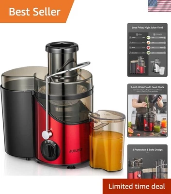 Exprimidor de boca ancha 800 W con ajustes de 3 velocidades - Fácil limpieza, elegancia roja brillante Foto 1 de 4