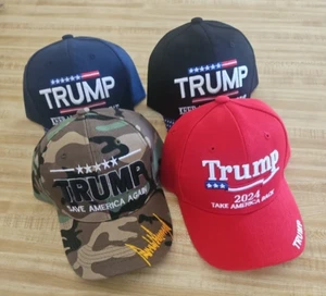 LOT OF 4 ASSORTED Trump Hats Trump 2024 Save America Again, Keep America Great 4 - Picture 1 of 10