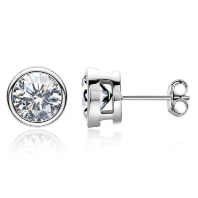 0.5-1ct Moissanite Solitaire Stud Earrings 925 Sterling Silver 18K Gold Plated - Image 1 of 4