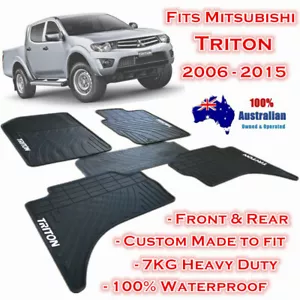 Heavy Duty Floor Mats Tailor Made Mitsubishi Triton 2006 - 2015 Dual Cab Black - Picture 1 of 4