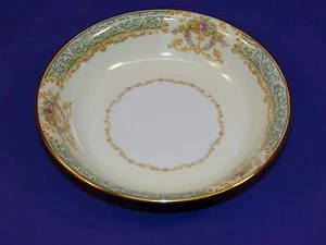 BEAUTIFUL NORITAKE CHINA DESSERT / BERRY BOWL N71 GREEN PANELS M MARK ca1933 - Picture 1 of 6