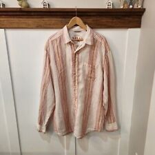 Tommy Bahama Shirt Mens XL Tall Long Sleeve 100% Linen Casual Relax Pink Stripe