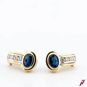 Ohrstecker 585/14K Gelbgold Diamanten 0,80ct Saphir 1,50ct - Wert 4.200€ - Bild 1 von 2