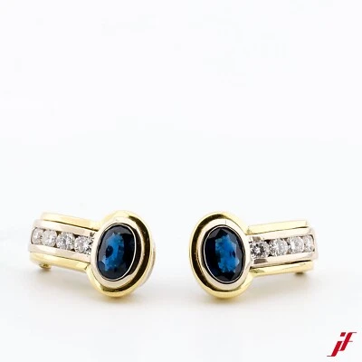 Ohrstecker 585/14K Gelbgold Diamanten 0,80ct Saphir 1,50ct - Wert 4.200€ - Bild 1 von 2