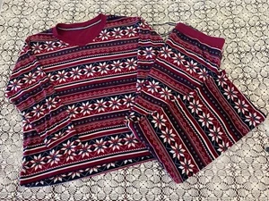 Nautica 2 Piece Fleece Pajama Sleepwear Set Red Blue Medium - Picture 1 of 20