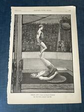Antique CIRCUS “STEADY NOW” YOUNG ACROBAT 1888 HARPER'S 11" x 8" ENGRAVING PRINT