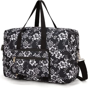 Foldable Travel Duffel Bag, Medium Women'S Weekender and Overnight Bag Carry On - Picture 1 of 12