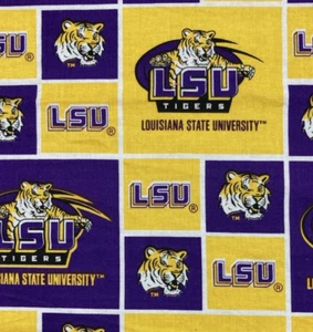 LSU Tigers Louisiana State University Fabric Remnant 25x9 Inches Sewing Crafts - Picture 1 of 10