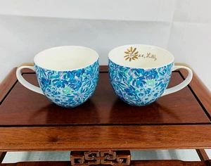 Paír Of Lily Pulitzer Blue Decorative Coffee Mug Set Mugs - Picture 1 of 4