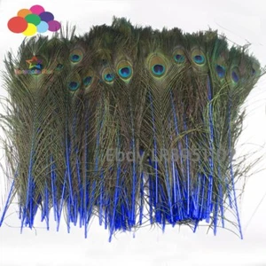 100 pcs 40-45 CM peacock feather sapphire plumage performing plume decoration - Picture 1 of 6