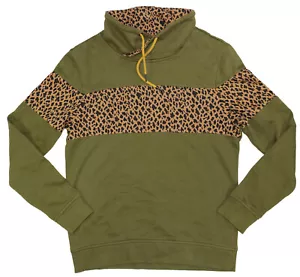 INC International Concepts Leopard Stripe Pullover Sweatshirt S NWT Dark Olive - Picture 1 of 1