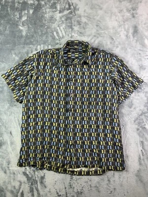 Vintage 80s Marc Edwards 100% Silk Button Up Shirt Size M Black Geometric - Image 1 of 4