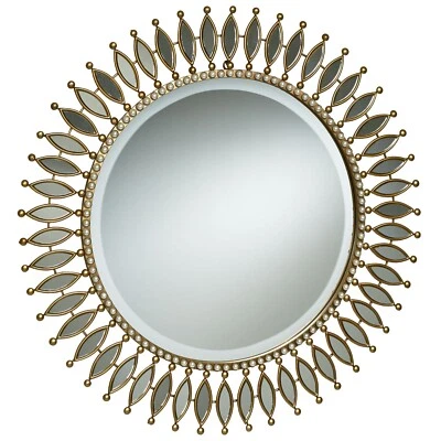 Espejo de pared redondo dorado Makayla Foto 1 de 4