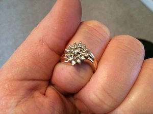 Vintage Diamond Cocktail Ring 14K Gold . Size 6 HIGH QUALITY 5.48g - Picture 1 of 8