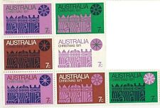 1971 Australian MNH Full Christmas Season Color Block 7x 7c - Cream Paper Stamps