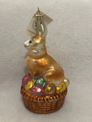 Christopher Radko Easter Bunny Basket 6” Christmas Ornament Spring NWT - Image 1 of 4