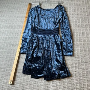 Jodi Kristopher Women's Blue Velvet Long Sleeve Dress Size 1 - Picture 1 of 9