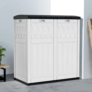 AUTO DAYA 62Gal Garbage Dual Can Resin Outdoor Trash Can w/ Tiered Lid Drip Tray - Picture 1 of 7